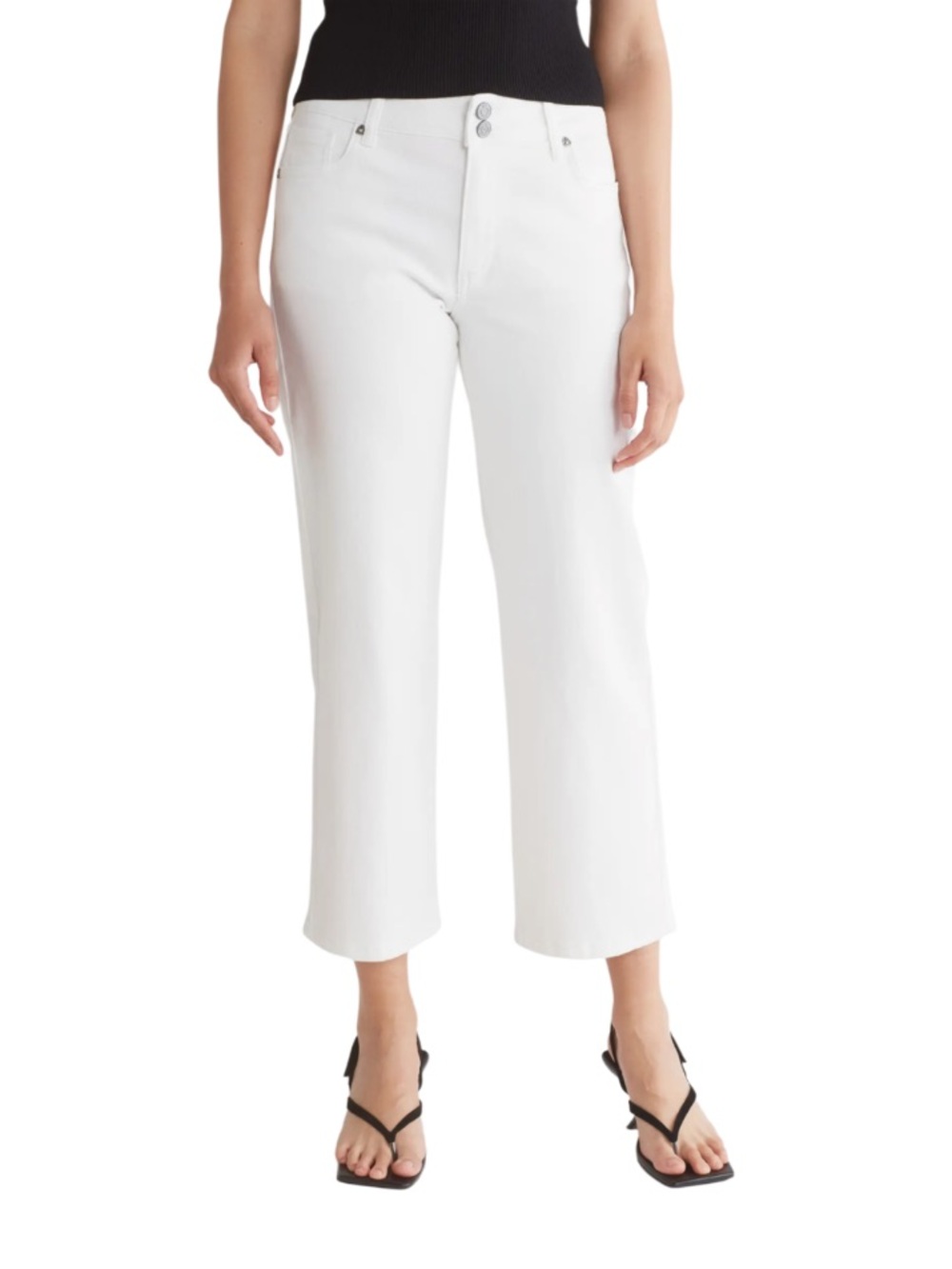 Kut from the Kloth Lucy High Rise Wide Leg White Cropped Jeans NWT Size 14